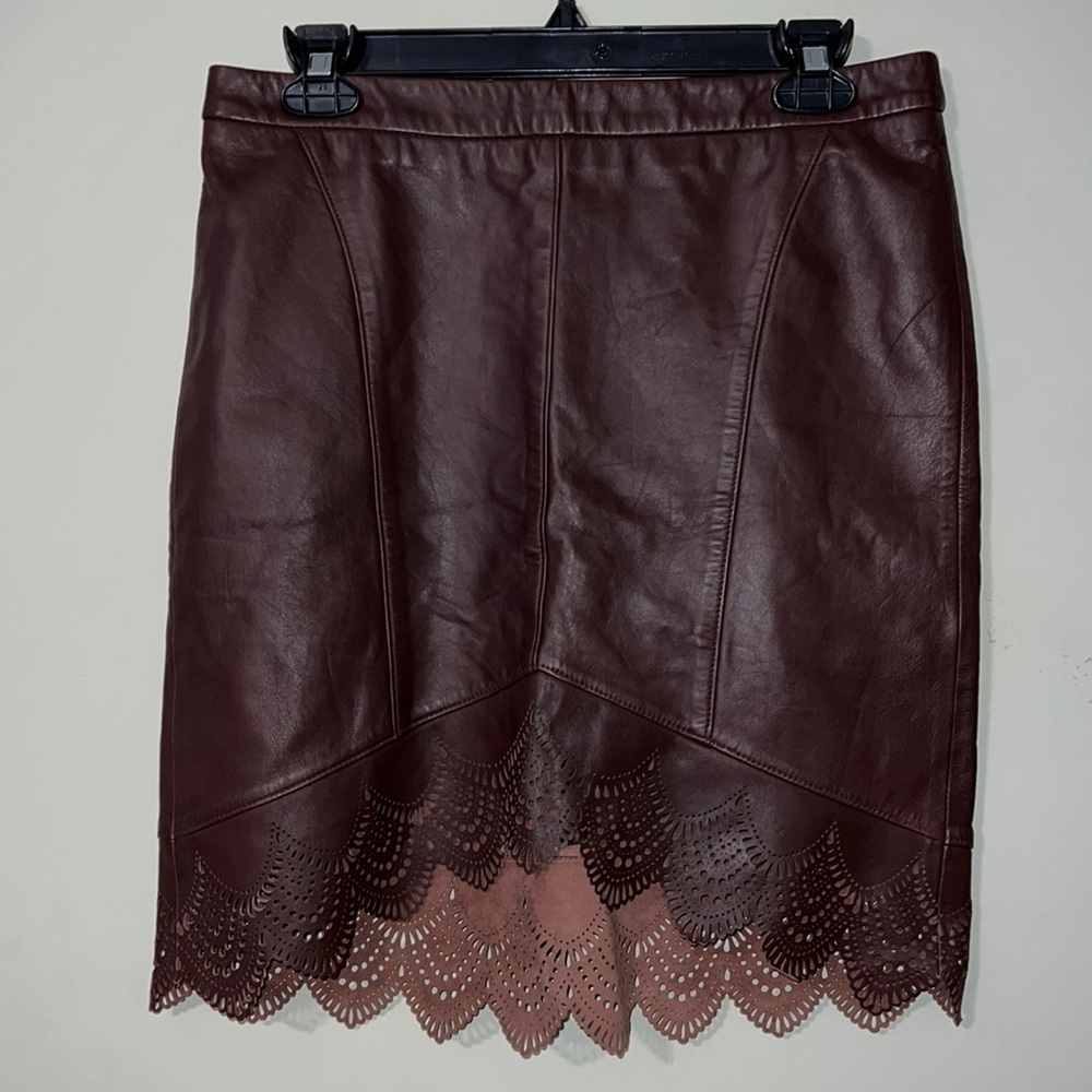 Laundry By Shelli Segal Womens Size 4 Skirt 100% Leather Hi Low Zip Back Nwt